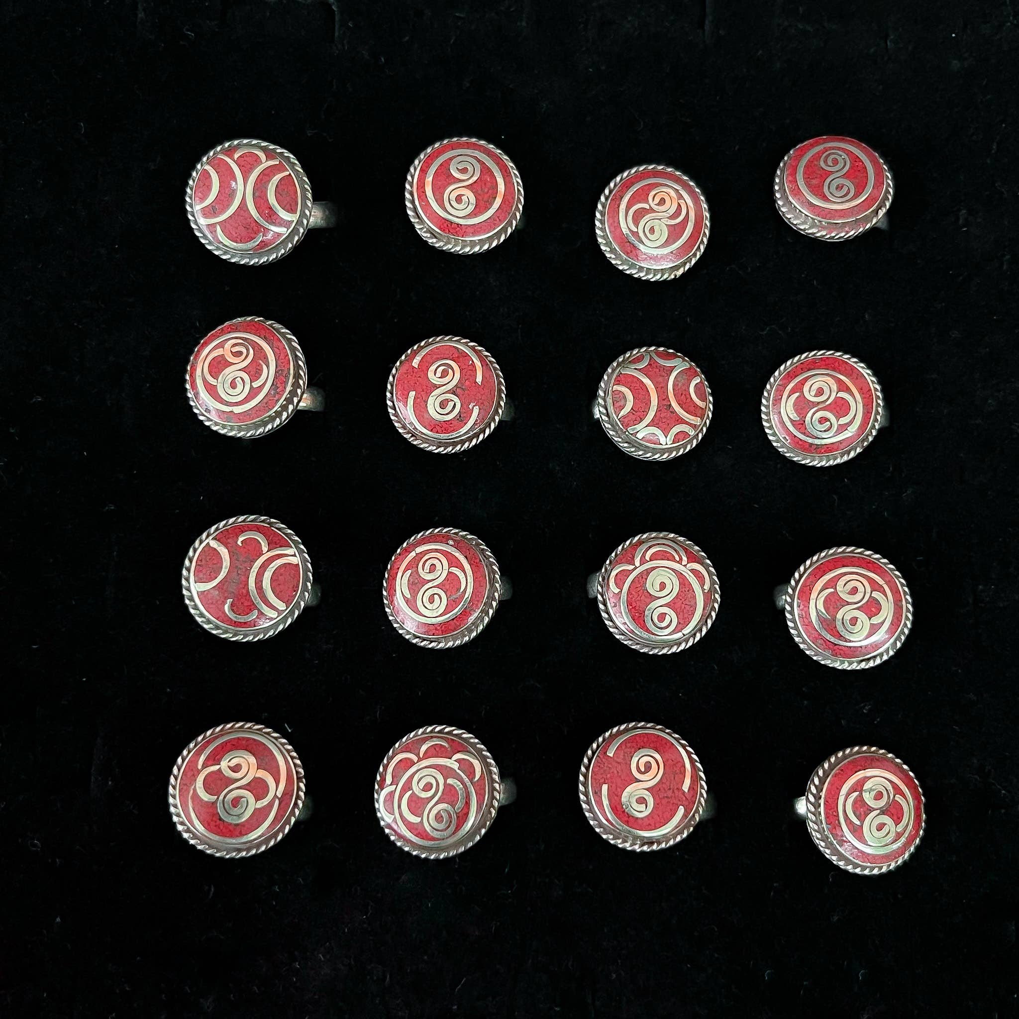 Karma Nepal Crafts - Wholesale Cocktail/Statement Ring - Round Gemstone Turquoise Coral Boho Rings11