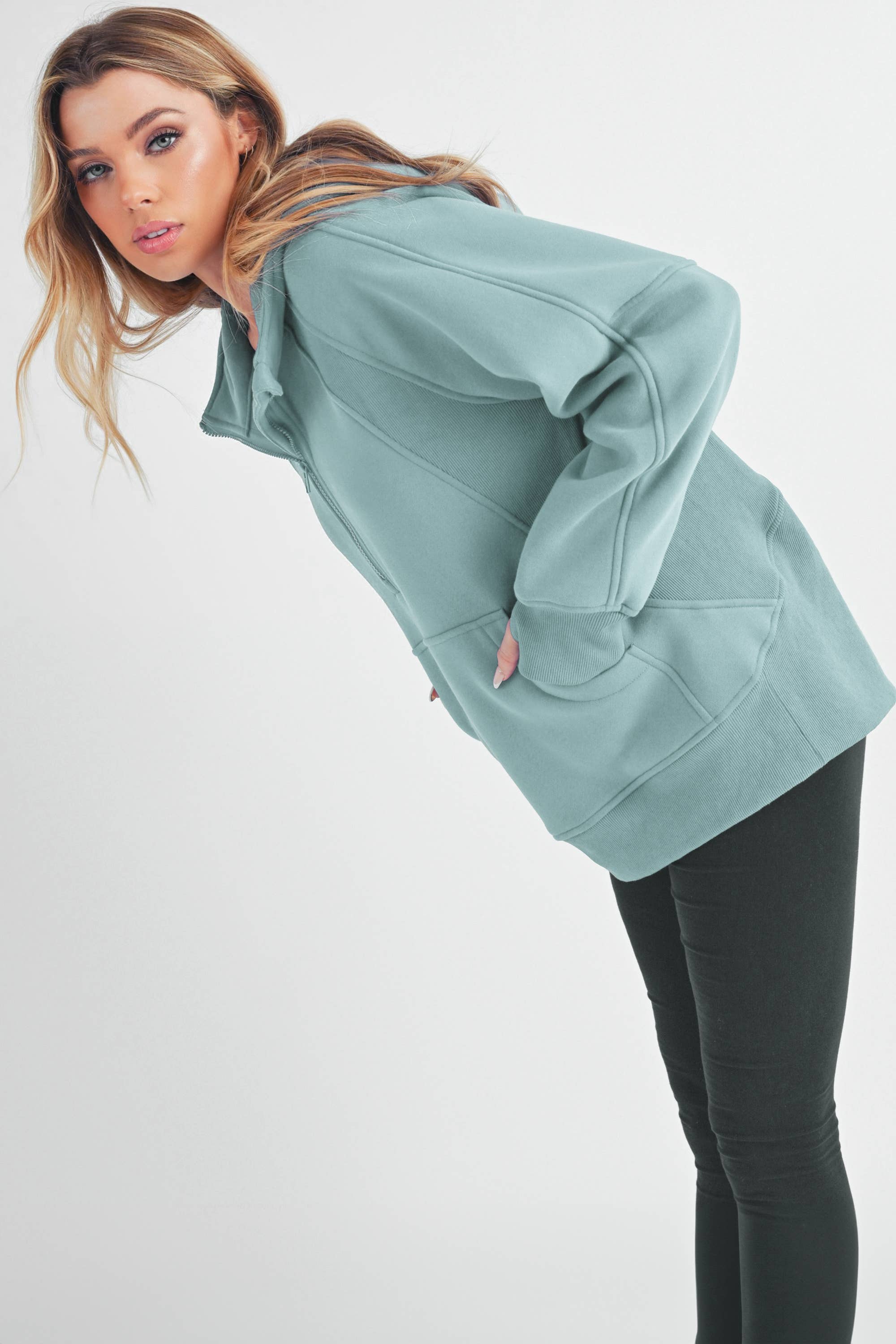 AEMI + CO - Venta al por mayor Sudadera con capucha - Mujer - Sudadera con media cremallera larga 990DK Drea44