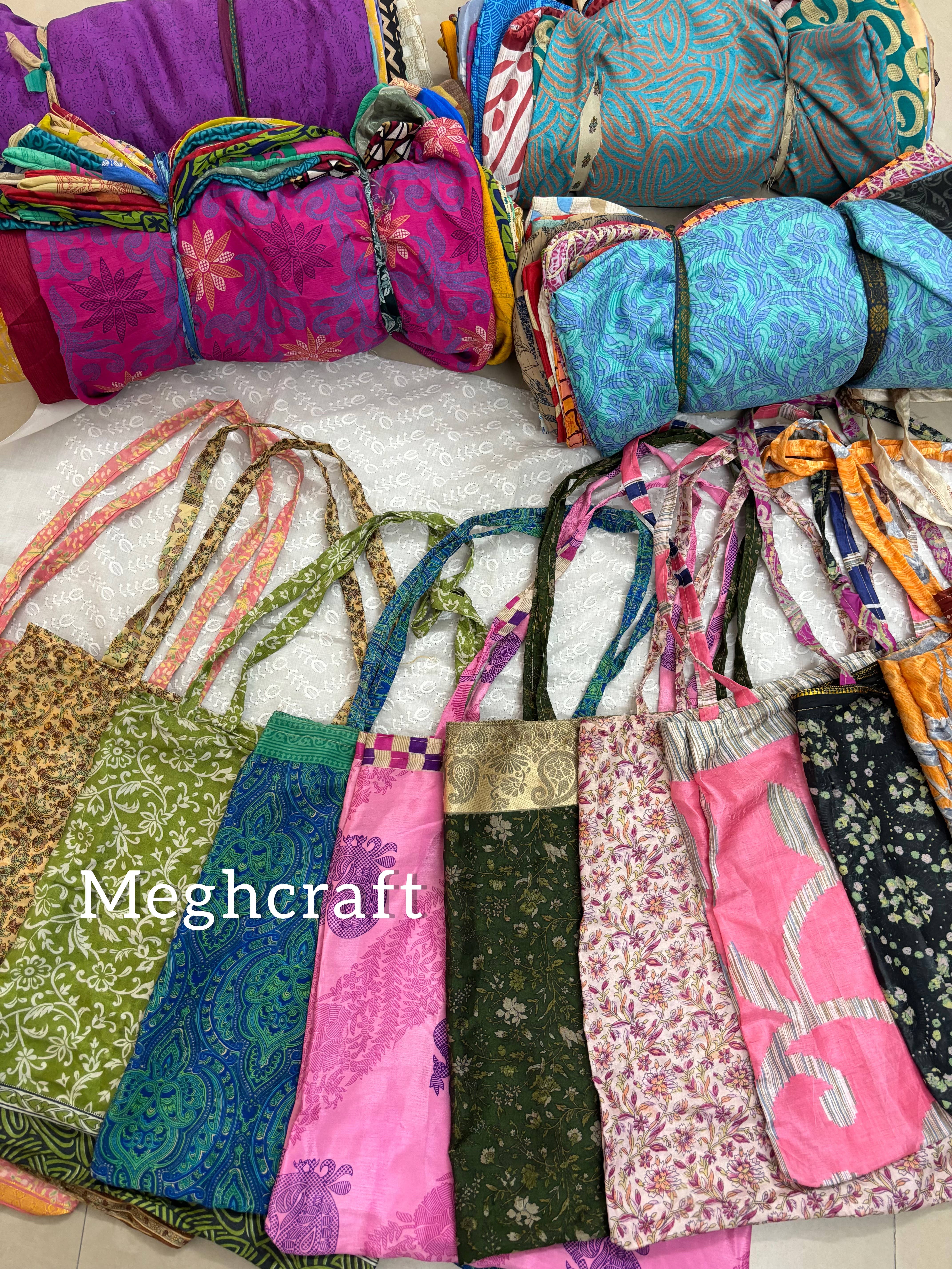 Meghcraft - Wholesale Gift Bag - Upcycled silk Shopping bags-Gift Bags Bulk-Grocery Tote bag9