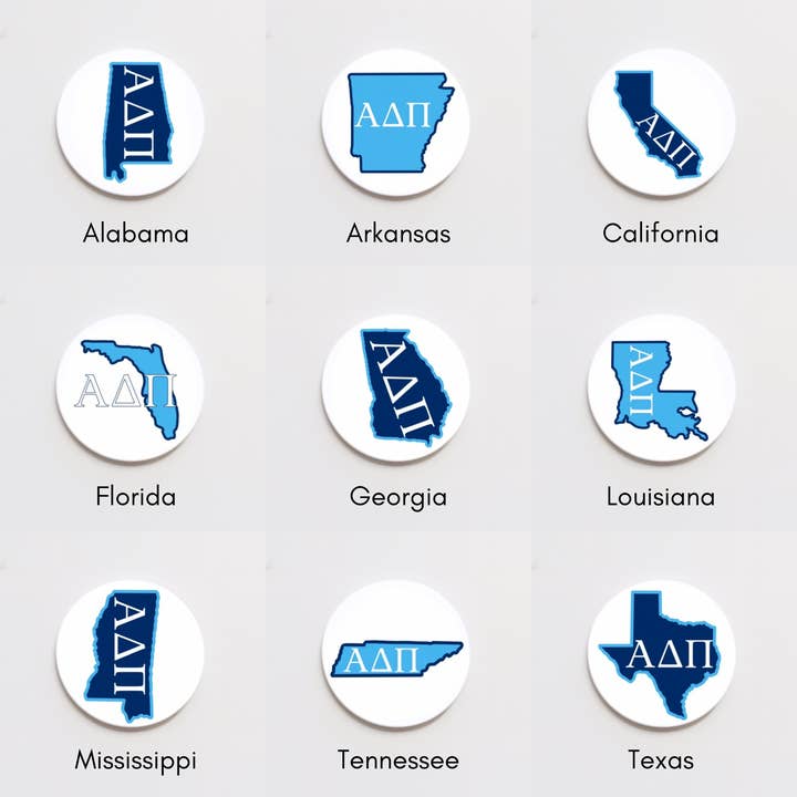 Bouton d'État Alpha Delta Pi pour la vente par Good Vibez Collegiate