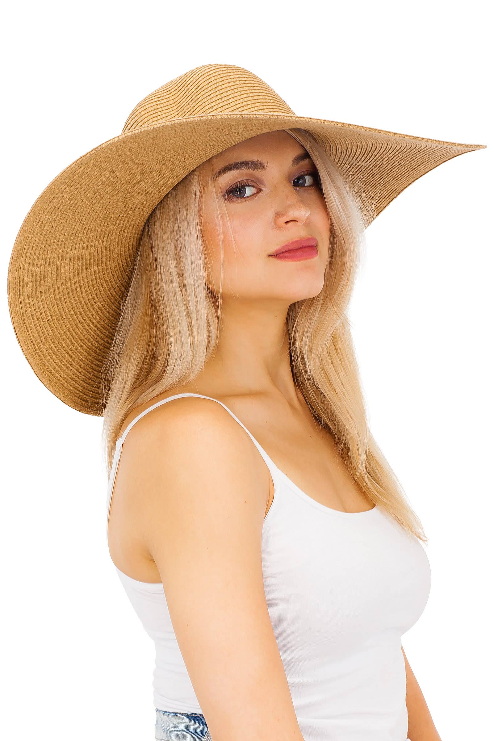 Cap Zone - Vendita all'ingrosso Cappello di paglia - Donna - Cappello da sole in paglia opaco, solido e pesante con tesa morbida.30