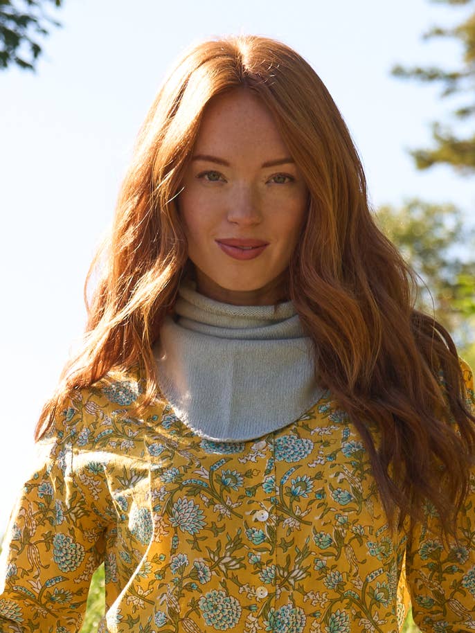 Newport Triangle Recycled Cashmere Scarf - Ice Blue for wholesale by and for Good