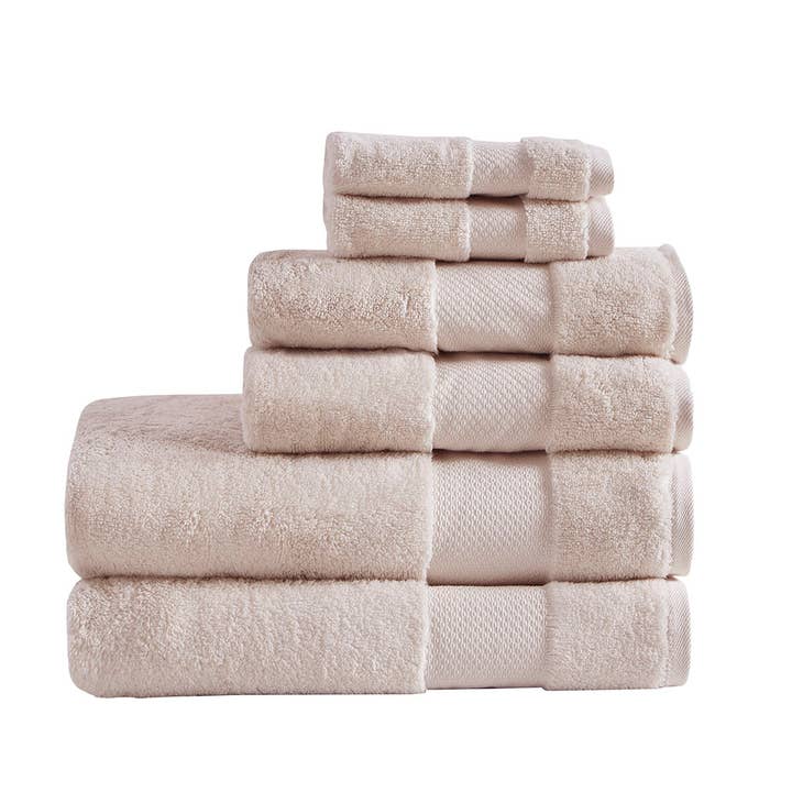 Olliix - Wholesale Towel Set - Turkish Cotton 6-Piece Bathroom Towel Set, Blush