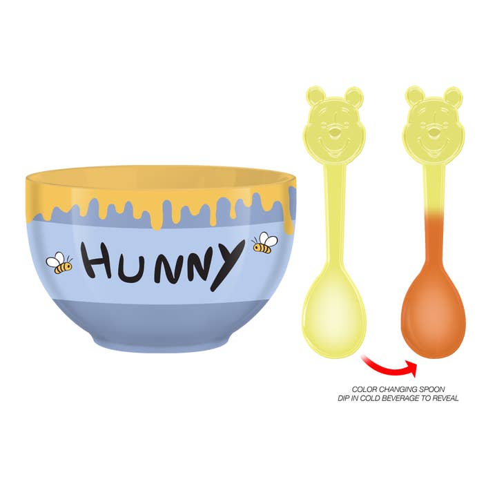 Silver Buffalo - Wholesale Bowl - Winnie the Pooh Hunny Pot Ceramic Bowl w Color Change Spoon