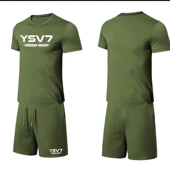 MENS ARMY GROEN AANGESLOTEN KORTE SET voor wholesale door YSV7