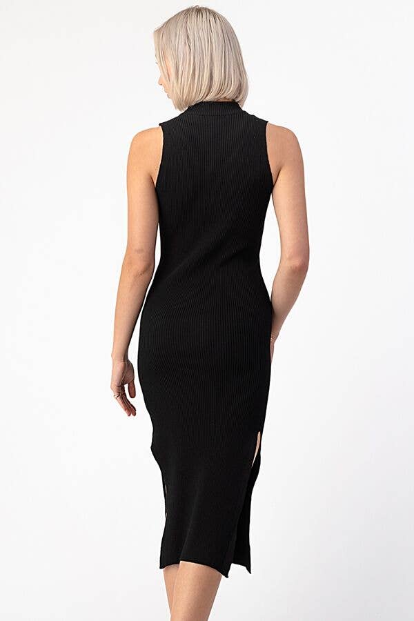 miroh - Wholesale Dress - Women's - Mock Neck With Slit on Sides Dress3