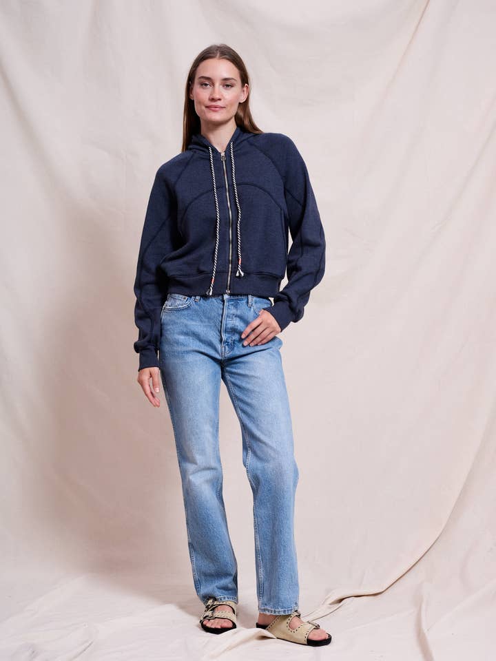 Diverse Sömmad Zip Up i Djup Marinblå för wholesale av Sundry Clothing