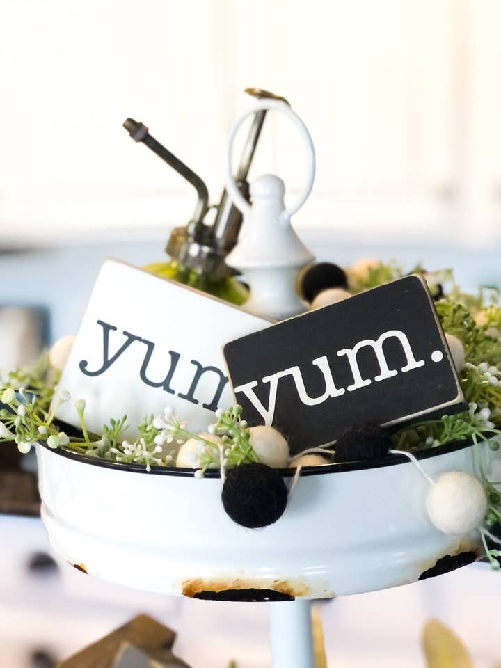 Tiny Yum Sign - Tiny Sign- Tiered Tray Decor - Snack Bar Decor - Tiered Tray Signs - for wholesale by The Blended Nest
