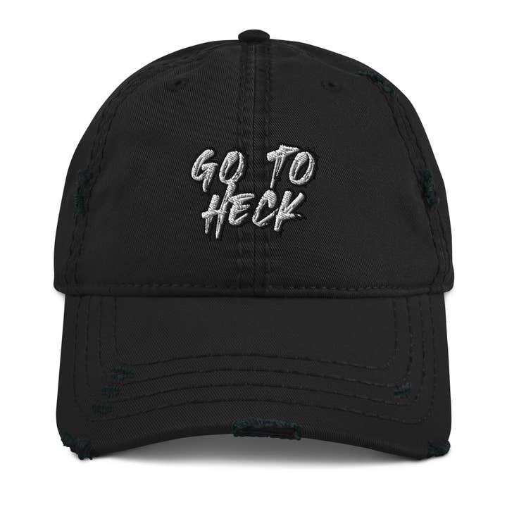 Chapeau Go To Heck Distressed Dad - Chapeau dégradant amusant pour la vente par The Beanie Shop