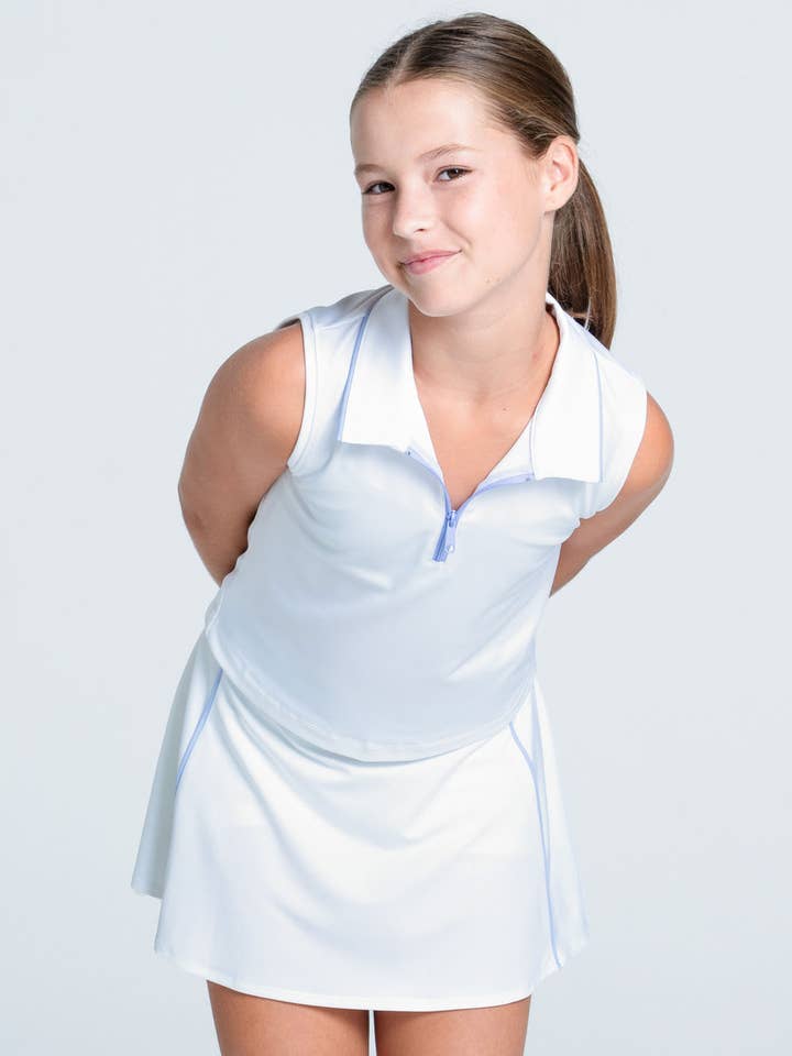 Girls Zippered Sleeveless Polo - LAVENDER for wholesale by Lucky In Love