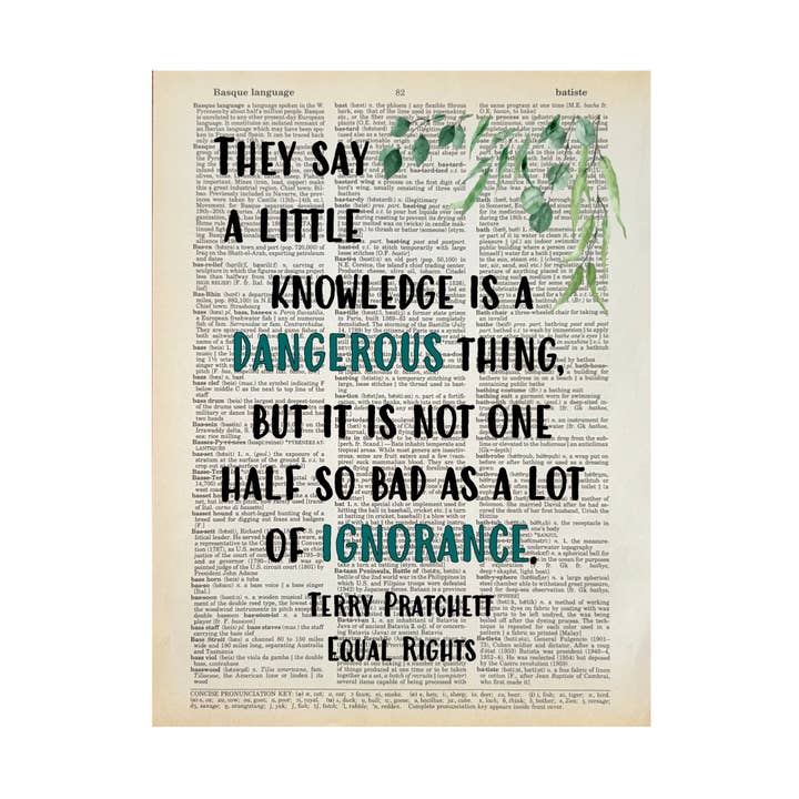 They say a little knowledge | Dictionary Print | Book Art for wholesale by Bookish Birds