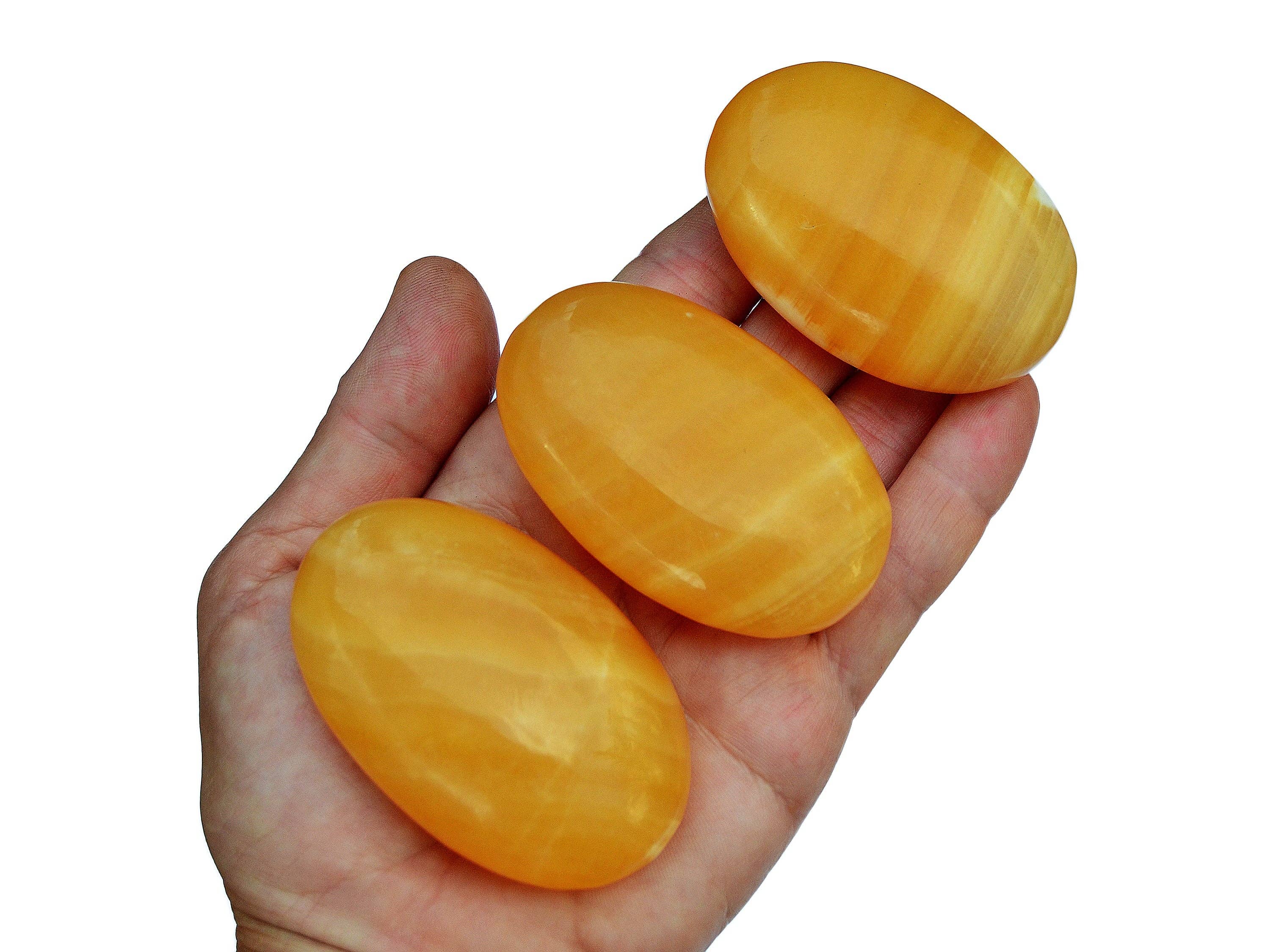 Kaia & Crystals - Wholesale Spiritual Stone/Crystal - Orange Calcite Palm Stone 1 Kg (8-10 Pcs) - (50mm - 70mm)3