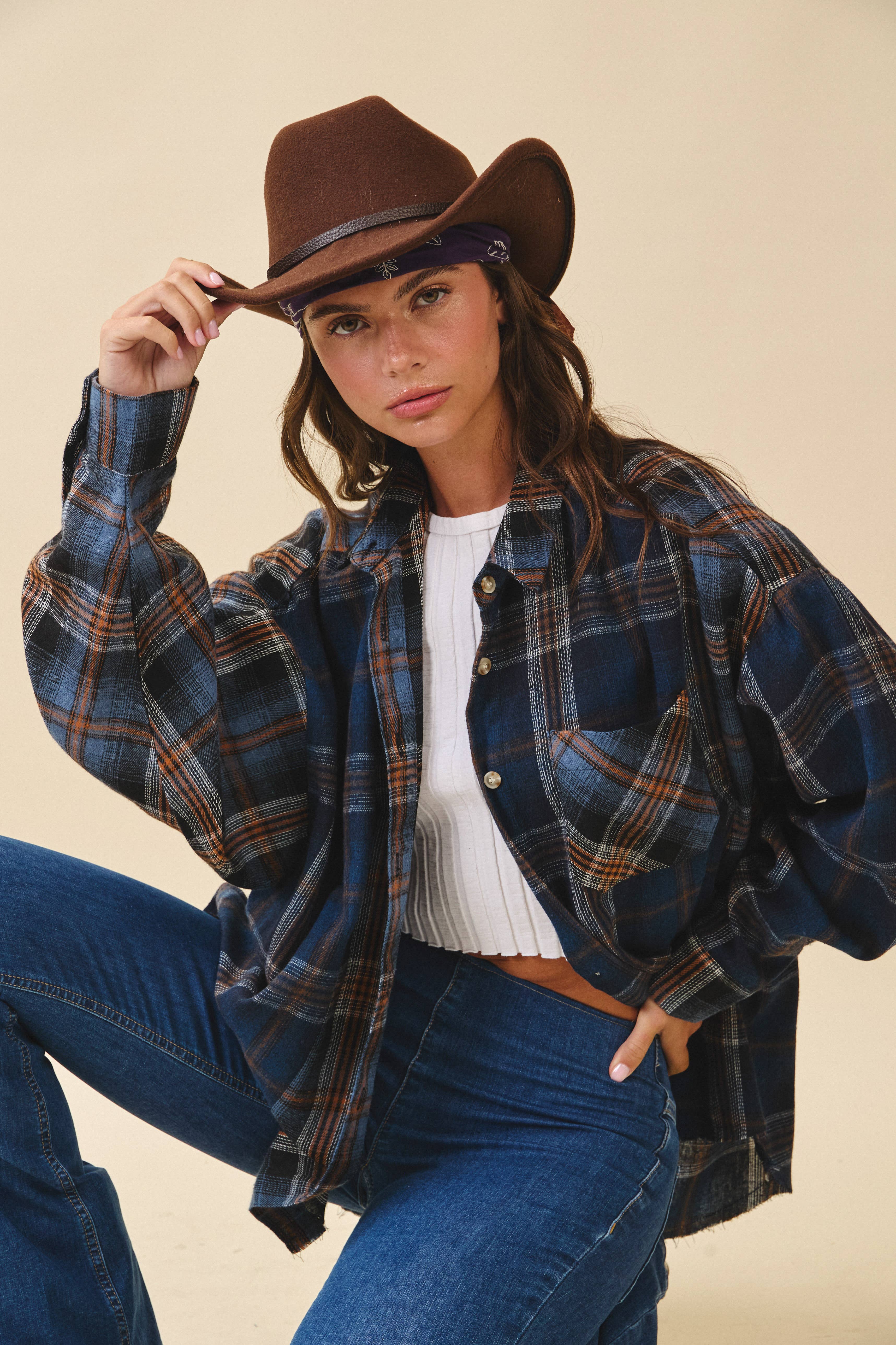 AEMI + CO - Wholesale Button Down Shirt - Women's - 8376EN Kambrie Plaid Flannel Shirt16
