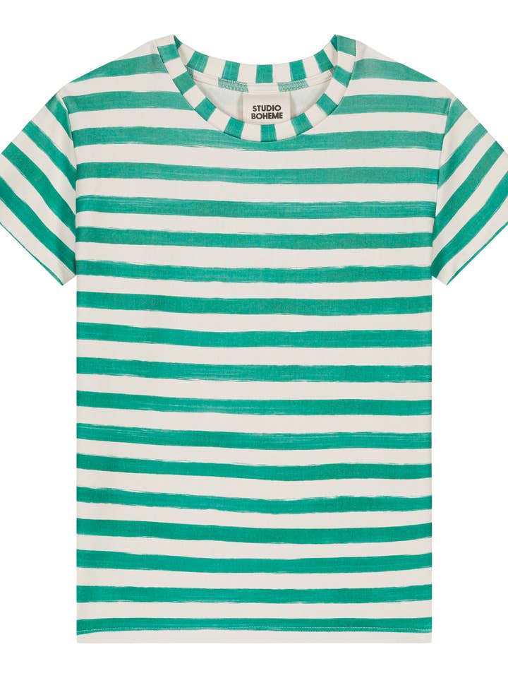 Studio Bohème Paris - Wholesale T-Shirt - Kids - Essential Jersey T-shirt Capri Green Stripes4