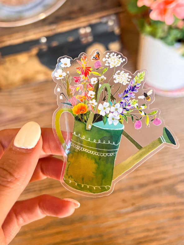 Watering Can Clear Sticker for wholesale by Katie Daisy