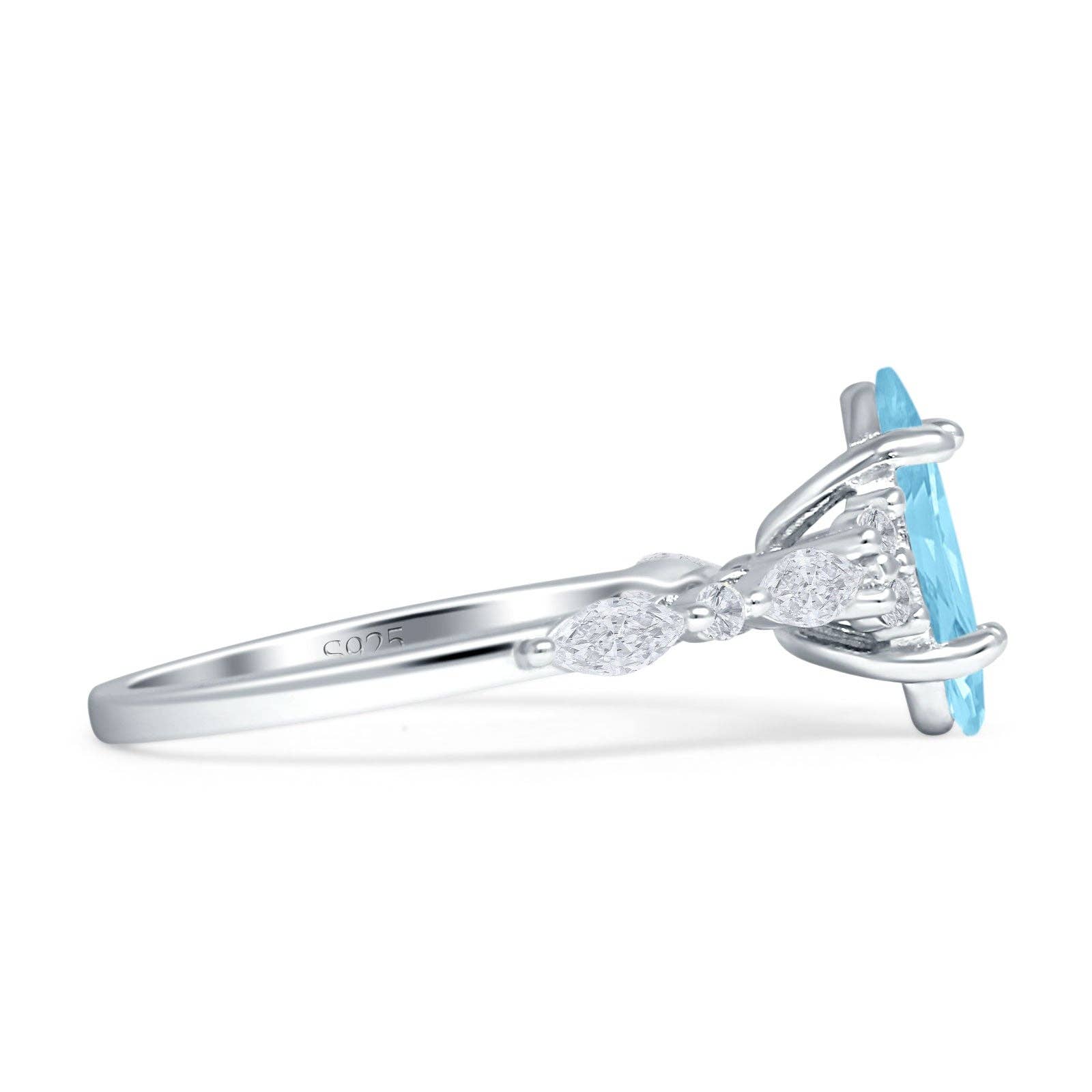 Art Deco Marquise Vintage Style Aquamarine CZ Ring for wholesale on Faire1