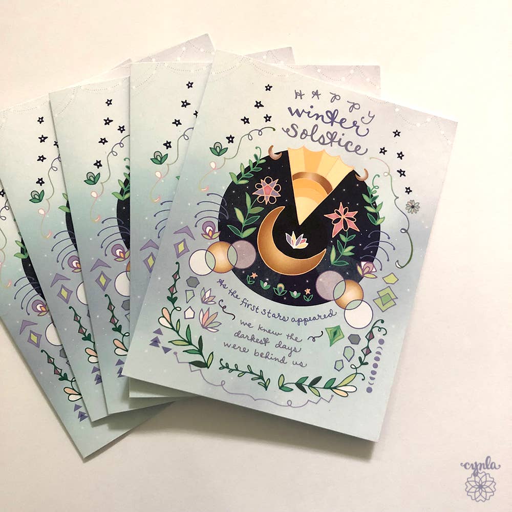 Cynla – Engroshandel Årstidshilsenkort – Vinter Solhverv Card - ferie lykønskningskort, yuletide kort4