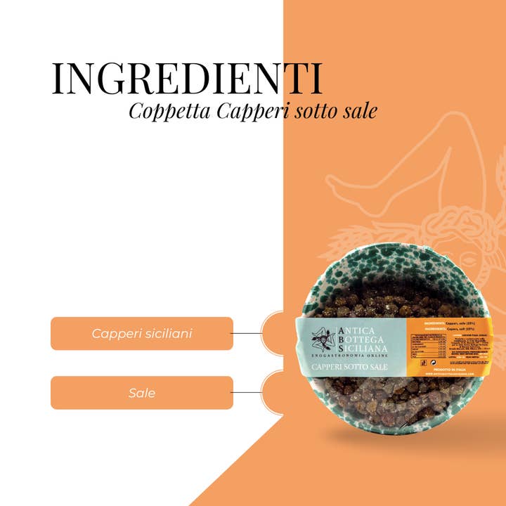 Antica Bottega Siciliana - Wholesale Pickled Vegetables - Sicilian Capers under salt in Ceramic Cup - 200g1