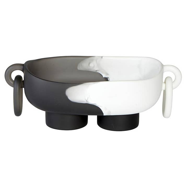 Resin Bowl with Rings - Anthracite Grey + White for wholesale by Santa Barbara Design Studio by Creative Brands