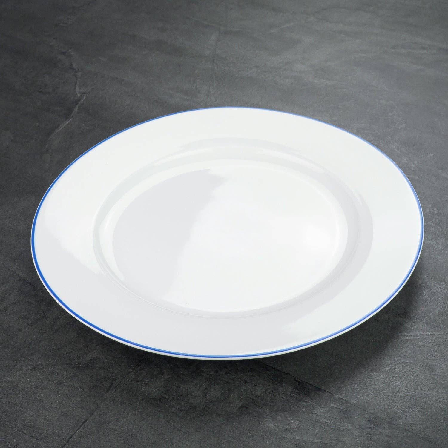 Happy Homewares – wholesale Dinner plate – Set of 4 Durable White Ceramic Dinner Plates with Elegant Blue Rim5