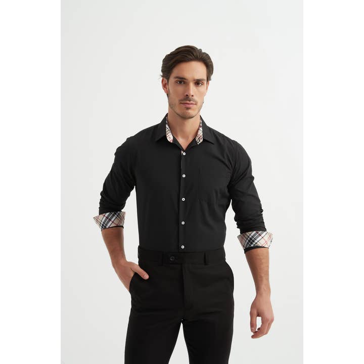 Camisa EDWARDS corte confortável - Preto por atacado de Yves Enzo