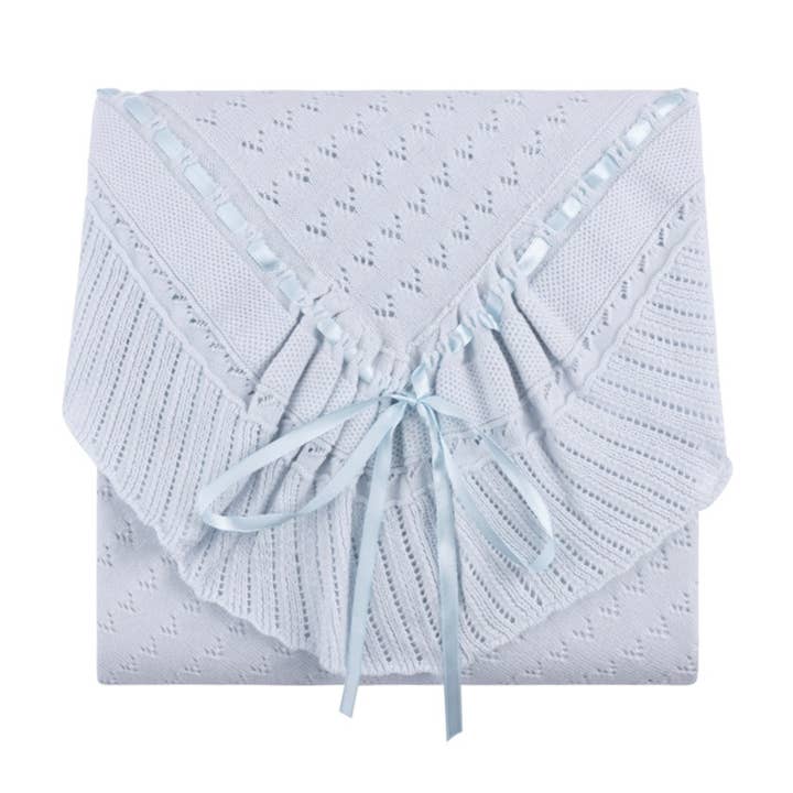 Pointelle Knit Ruffle Blanket for wholesale by Feltman Brothers