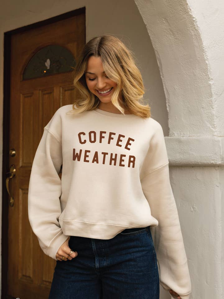 COFFEE WEATHER Mid Graphic Sweatshirt for wholesale by OAT COLLECTIVE