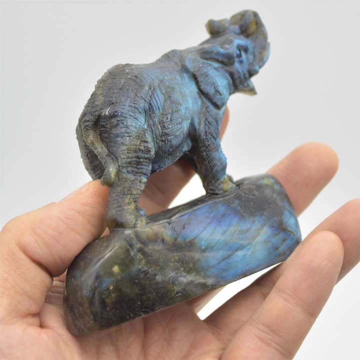 Grey Labradorite Elephant - 8 cm X 8 cm X 3 cm - 222 Grams for wholesale on Faire5