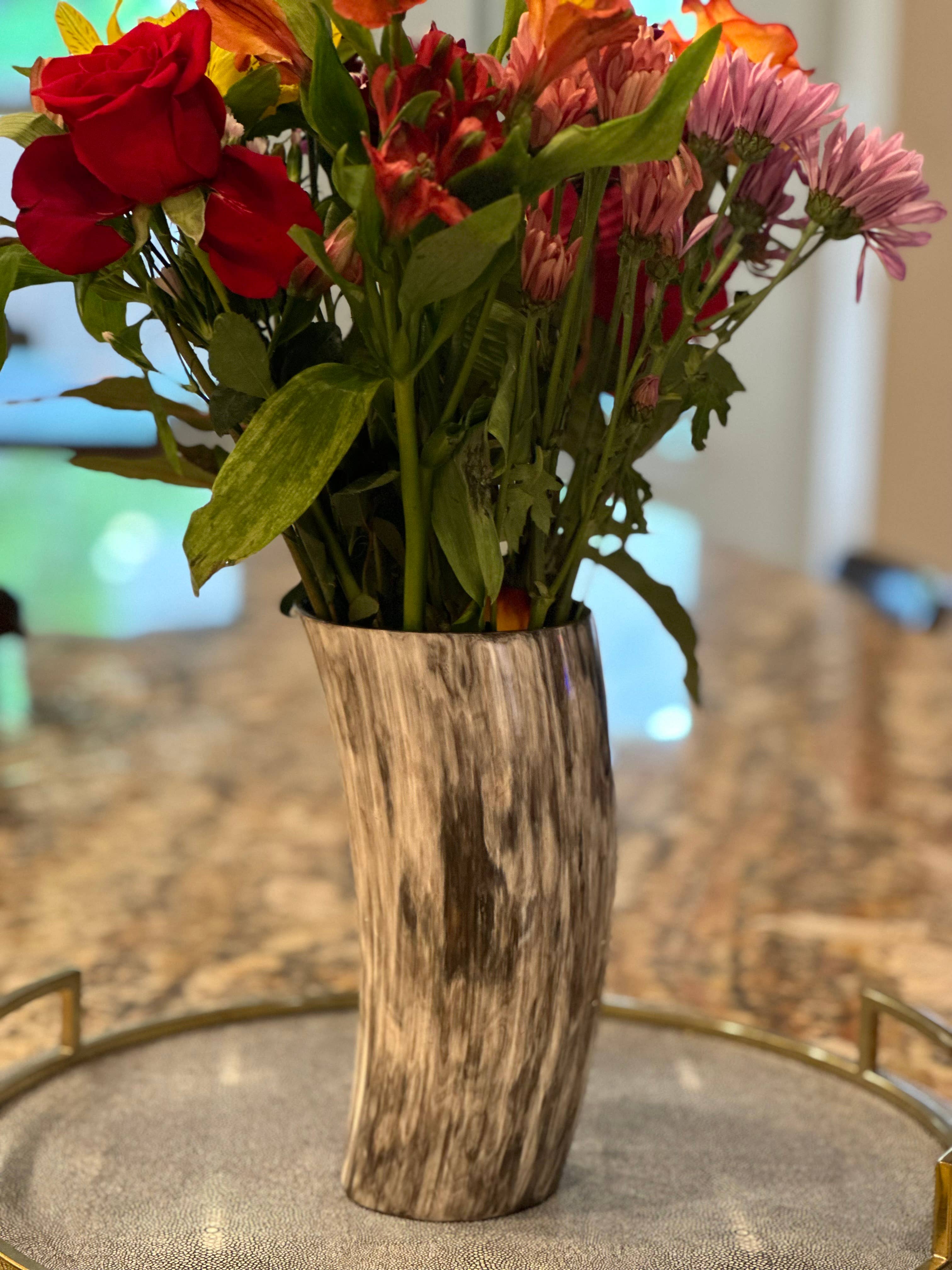 The African Home Goods - Wholesale Vase - ANKOLE COW HORN VASE OR PLANTER  - LIGHT6