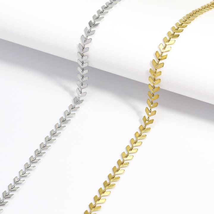 WJW - Wholesale Link & Chain Necklace - Stainless Steel Chevron Chain Necklace for Women4