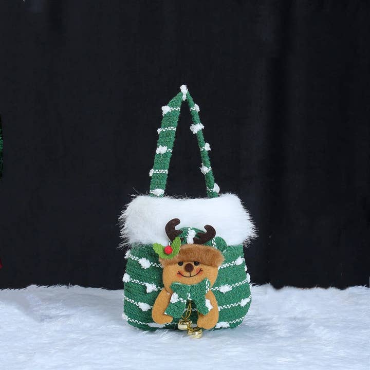 Auraquise - Wholesale Gift Bag - Christmas Plush Gift Bag with 3D Stuffed Toy Decoration, Candy Tote with Furry Trim4