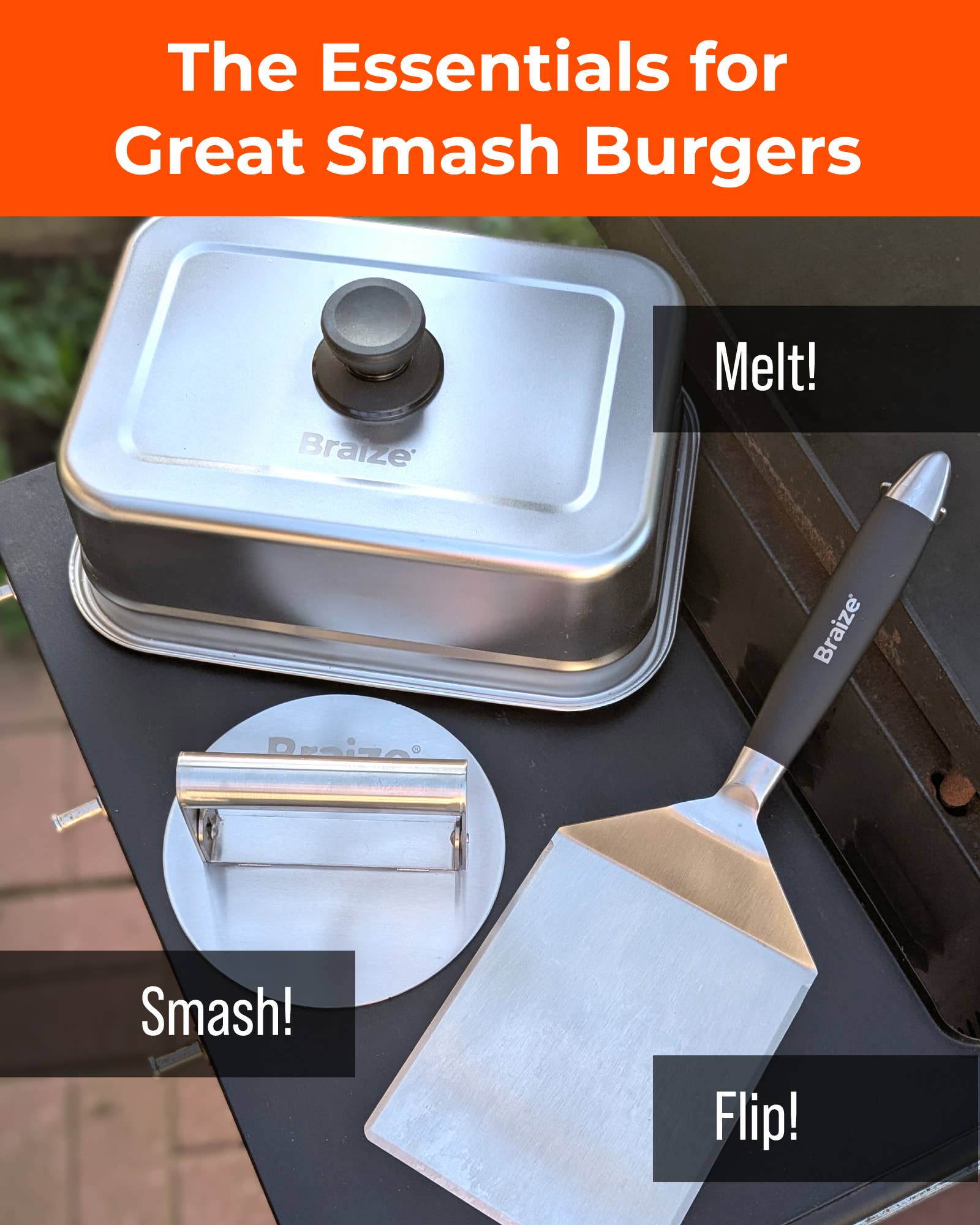 Braize - Wholesale Kitchen Tool/Gadget - Smash Burger Kit – Press, Spatula & 9" Melting Dome4