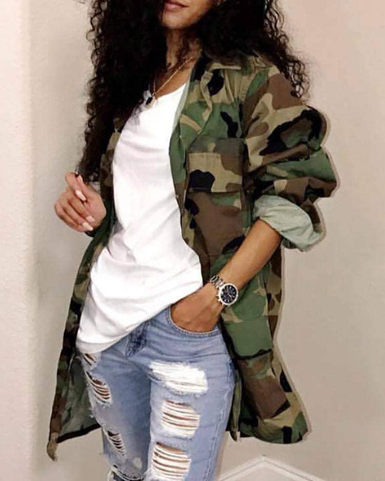 ARMÉN GRÖN bekväm kamouflagejacka, nödvändig avslappnad topp för wholesale på Faire2