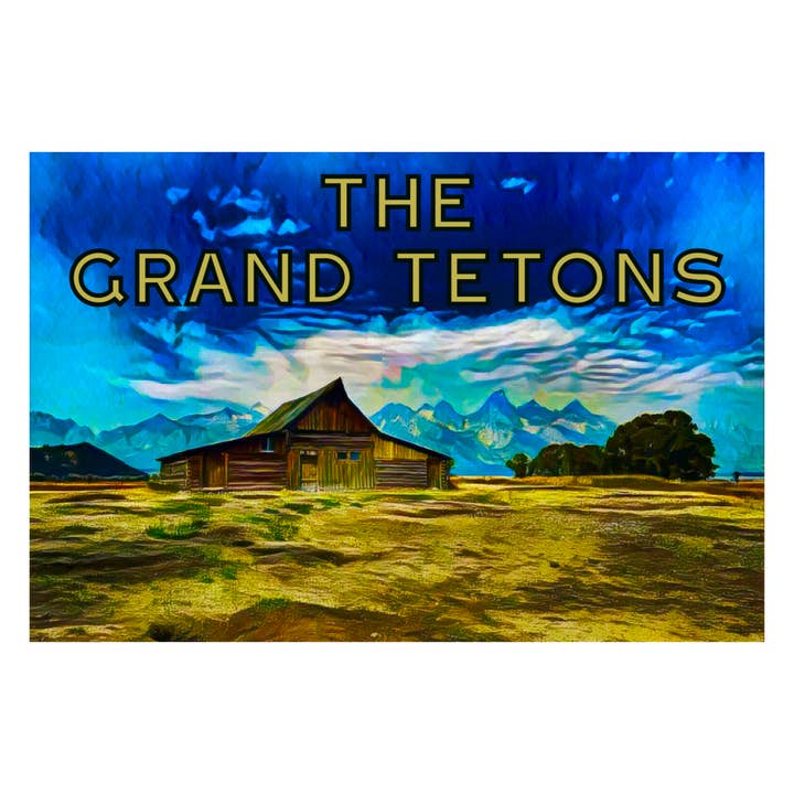 Grand Tetons Barn Sticker for wholesale by PNW Departure