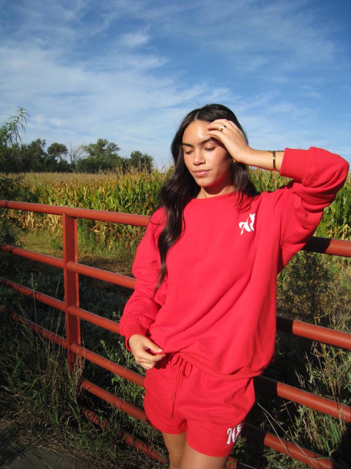 Red NE Good Life Core Sweatshirt for wholesale on Faire20