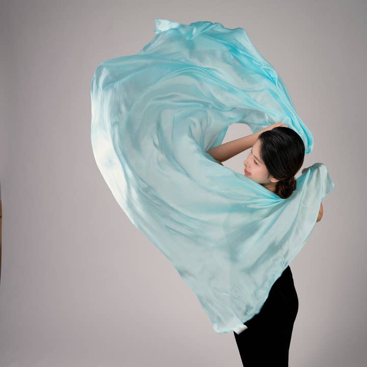 Luxury Sky Blue Mulberry Silk Scarf – Hand-Dyed Sheer Shawl | Lightweight Evening Wrap | Gift Boxed for wholesale by Silk and Bears