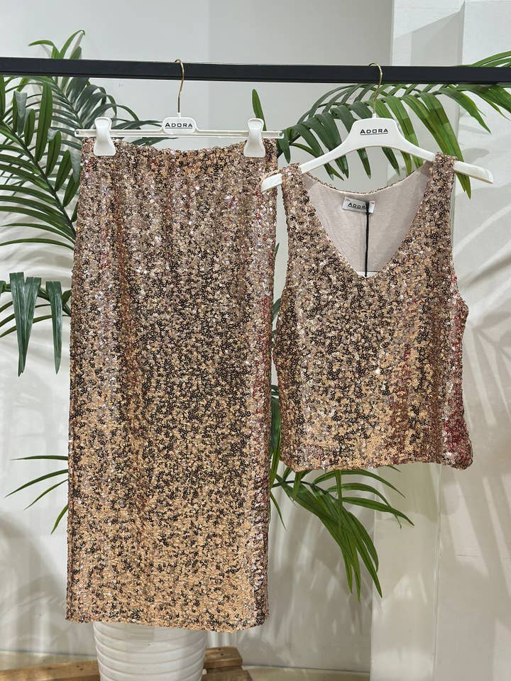ADORA - Wholesale Top & Skirt Set - Women's - Sequin midi skirt2