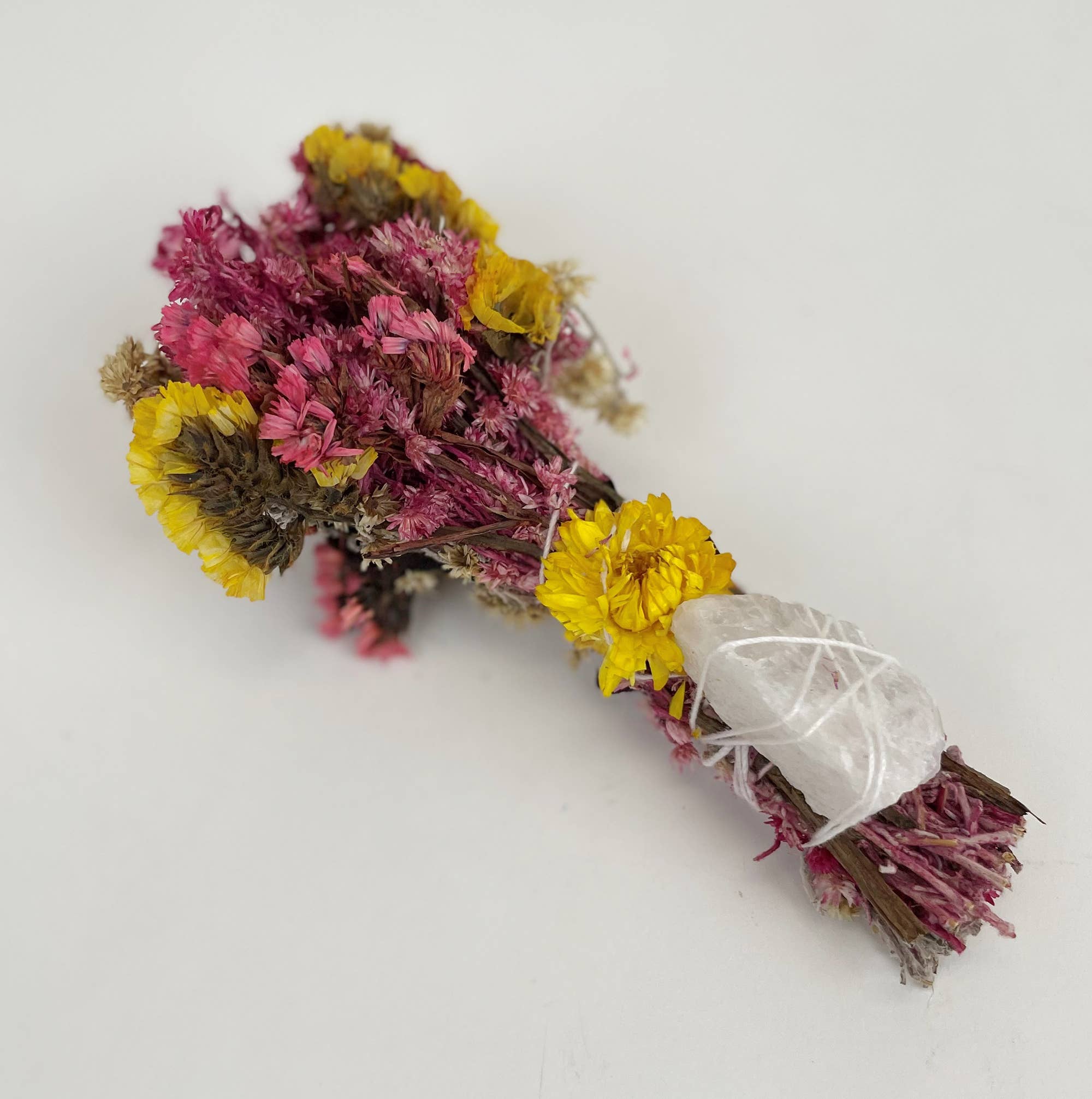 Andaluca - Wholesale Smudge Stick - 6" Pink Sunrise Smudge Wand with Quartz Crystal1