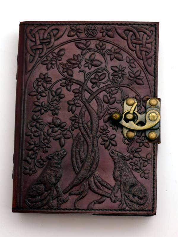 Wolves/Tree of Life Leather Journal 5 x 7 inches for wholesale by Fantasy Gifts