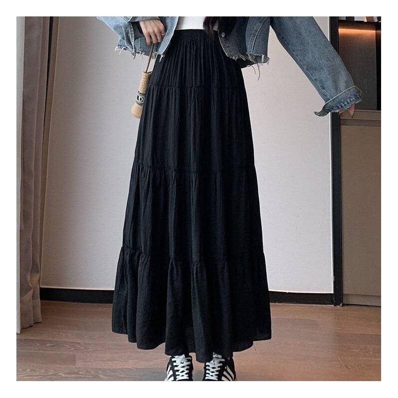 Sheer Trend - Wholesale Skirt - Women's - Tall High Waist A Line Pleated Skirt4