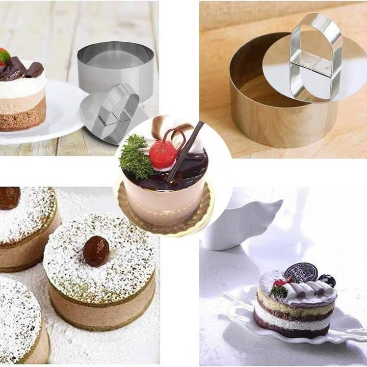 VIGOR - Wholesale Cake Pan - 3D Cake Molds with Pusher Lifter Cooking Rings Set of 4