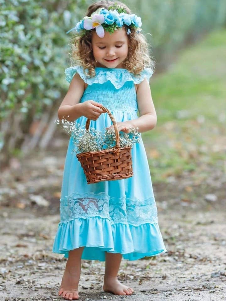 Mia Belle Girls • Wholesale - Wholesale Dress – Kids - Lace & Ruffles Pastel Maxi Dress5