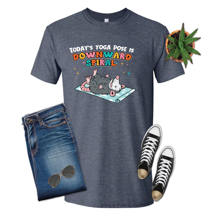 316 Legacy LLC - Wholesale T-Shirt (Graphic) - Men's - Yoga Pose Possum, Downward Spiral, Unisex, Shirt, T-shirt