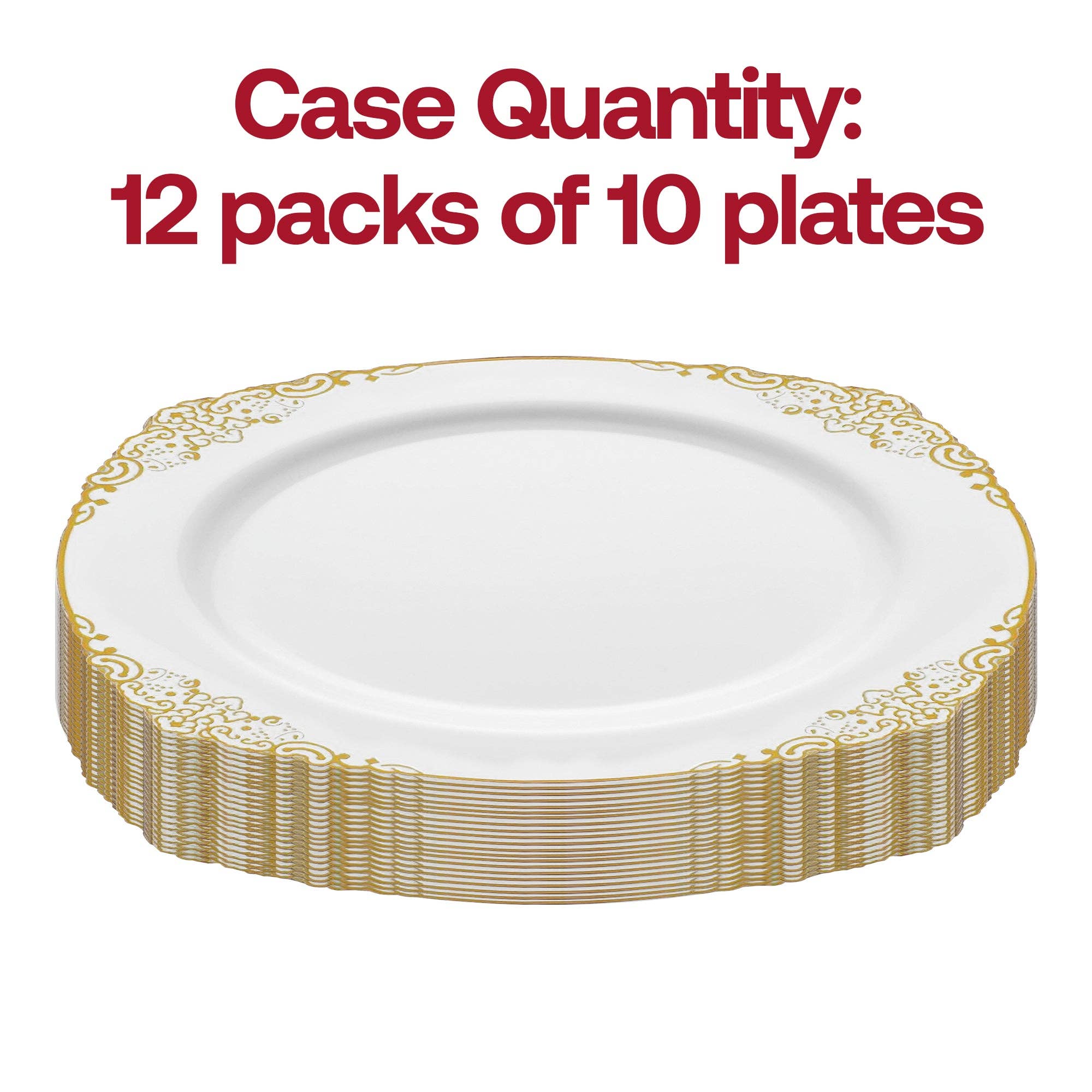 Smarty had a Party - Wholesale Disposable Plate - 10.25" White Gold Fancy Plastic Dinner Plates - 120 pcs3