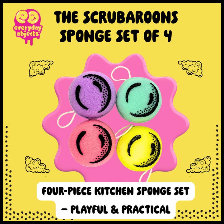 Conjunto de Esponjas Macaron Scrub-A-Roons 4 Unidades para Cozinha e Loiça por atacado de Everyday Objects