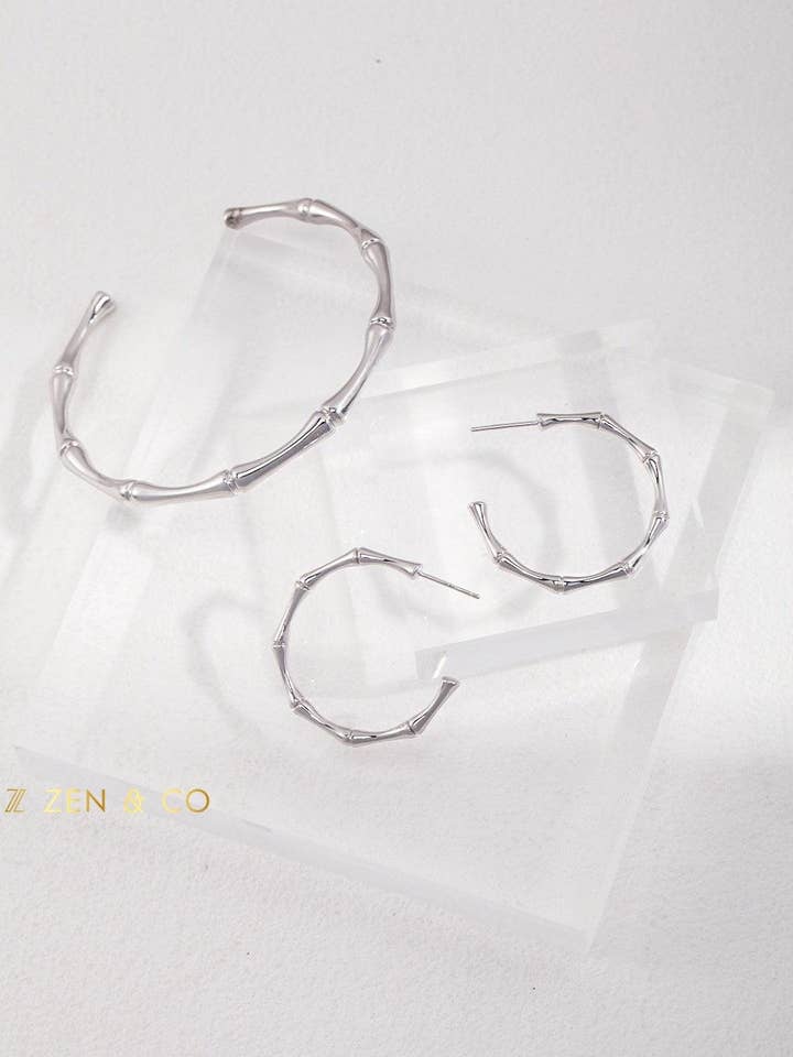 ZEN Big round bamboo shaped hoop earrings for wholesale by ZEN&CO Studio