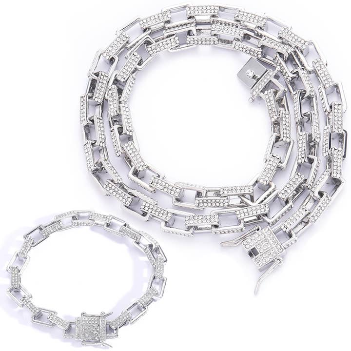 Ensemble collier et bracelet à chaîne box (8 mm, argent) pour la vente par EMESLY