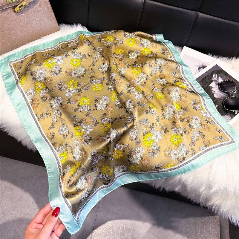 FurDecoration - Vente Écharpe – femme - Mouchoir en satin imprimé multifonctionnel5