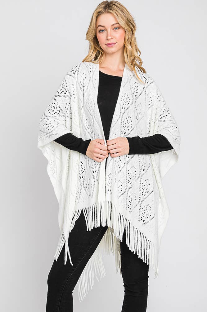 Hana - Wholesale Cardigan - Dames - Paisley Pattern Fringe Ruana0