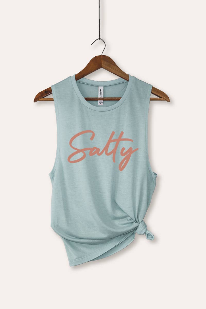 VINTAGE POINT USA – wholesale Tank top – Women′s – SALTY CURSIVE TYPOGRAPHY GRAPHIC TANK TOP2
